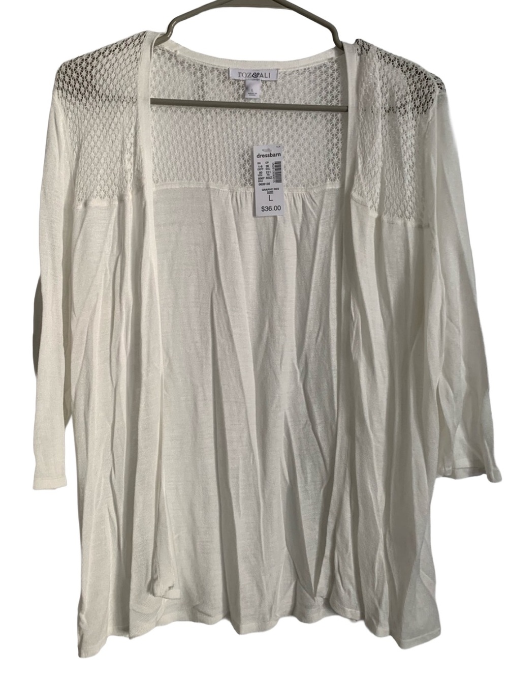 ROZ & ALI Ivory Rayon Lightweight Open Front Cardigan Sweater
